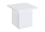 710897 Devar Square Engineered Wood Side End Table White High Gloss