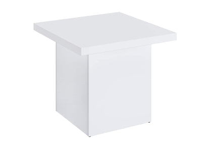 710897 Devar Square Engineered Wood Side End Table White High Gloss