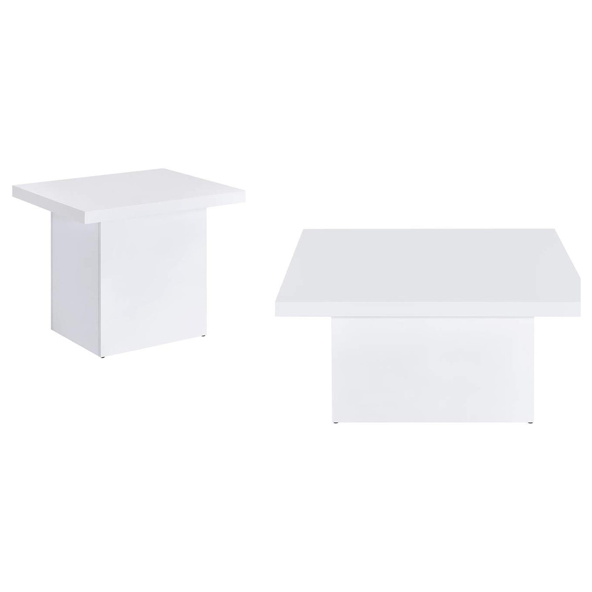710898-S2 Devar 2-piece Square Coffee End Table Set White High Gloss