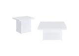 710898-S2 Devar 2-piece Square Coffee End Table Set White High Gloss