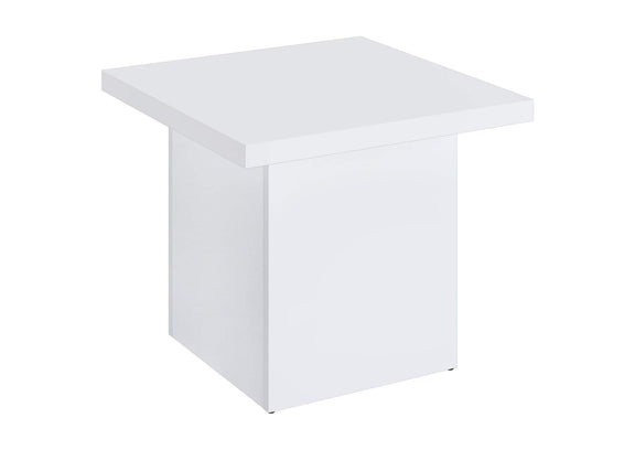 710898-S2 Devar 2-piece Square Coffee End Table Set White High Gloss