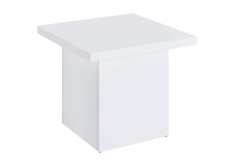 710898-S3 Devar 3-piece Square Coffee End Table Set White High Gloss