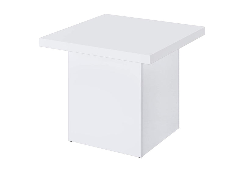 710898-S3 Devar 3-piece Square Coffee End Table Set White High Gloss