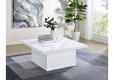 710898 Devar Square Engineered Wood Coffee Table White High Gloss