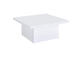 710898 Devar Square Engineered Wood Coffee Table White High Gloss