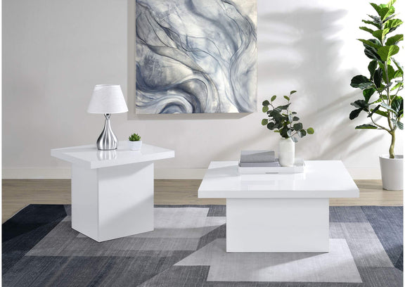 710898 Devar Square Engineered Wood Coffee Table White High Gloss