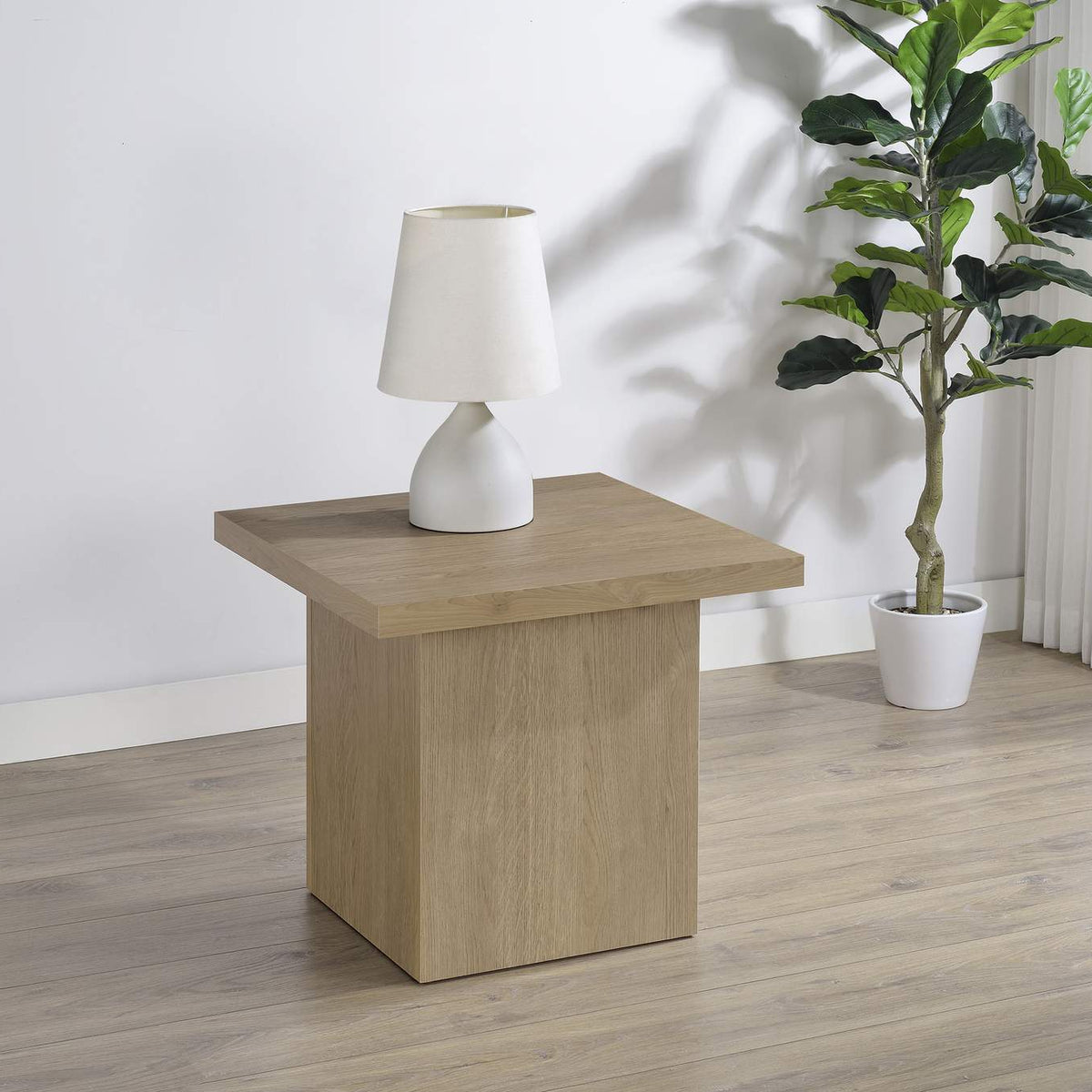 710917 Devar Square Engineered Wood Side End Table Latte