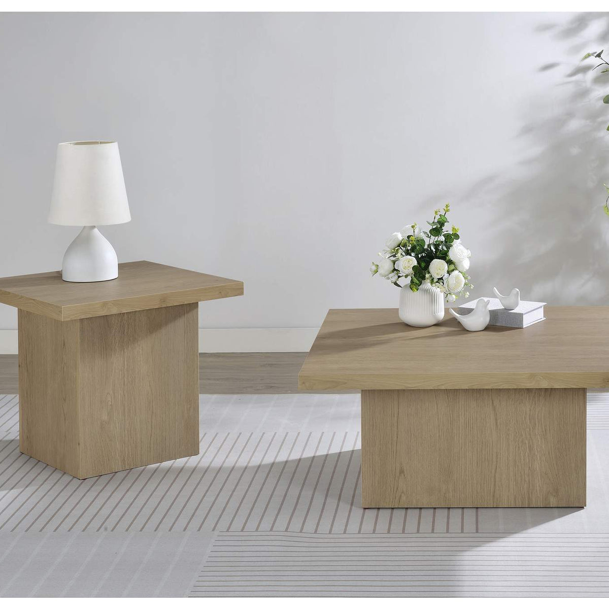710917 Devar Square Engineered Wood Side End Table Latte
