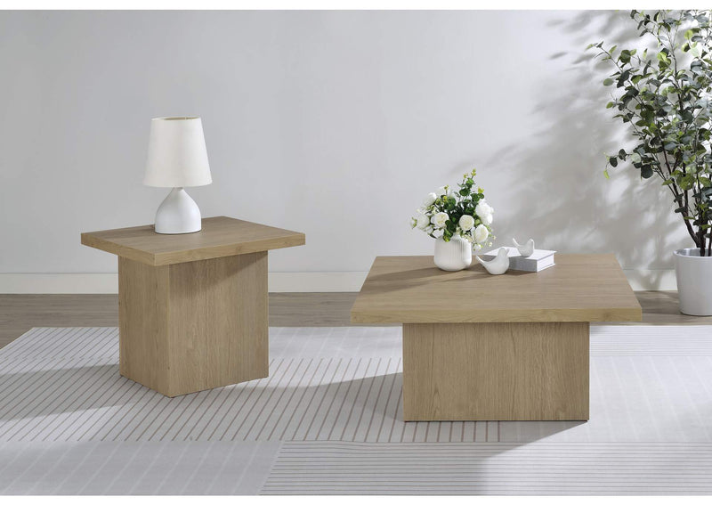 710918-S2 Devar 2-piece Square Cocktail Coffee End Table Set Latte