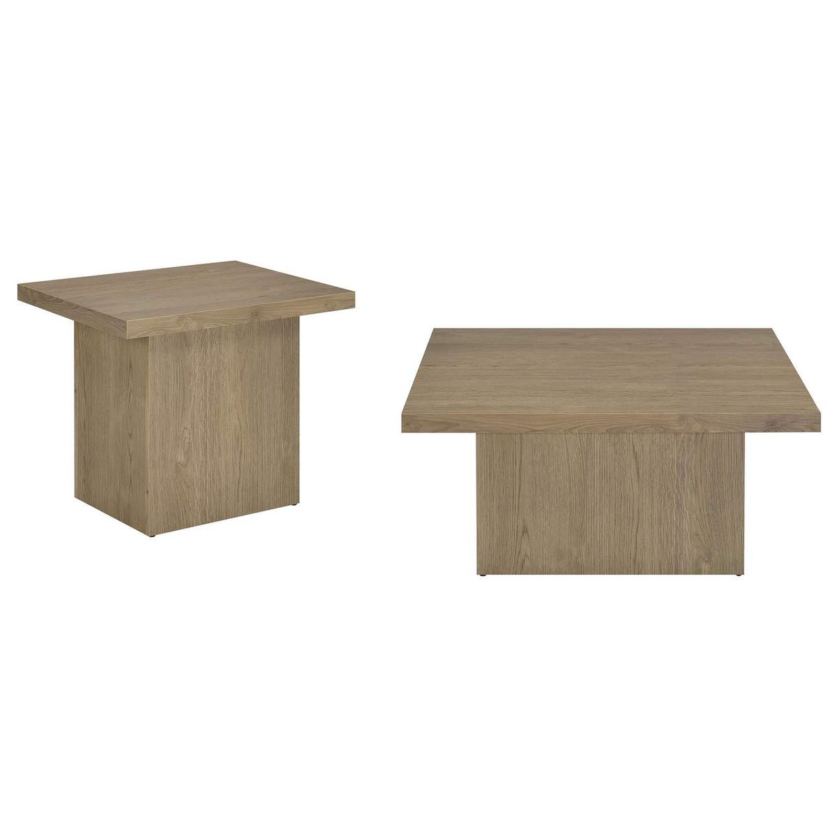 710918-S2 Devar 2-piece Square Cocktail Coffee End Table Set Latte