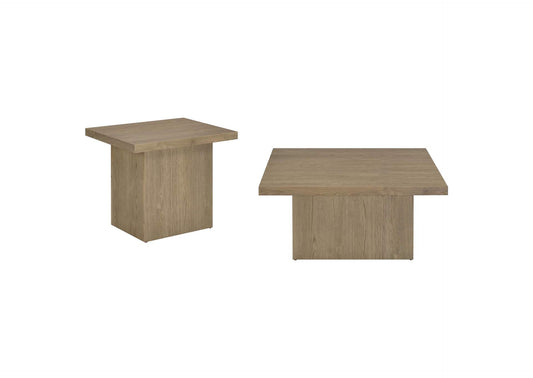 710918-S2 Devar 2-piece Square Cocktail Coffee End Table Set Latte