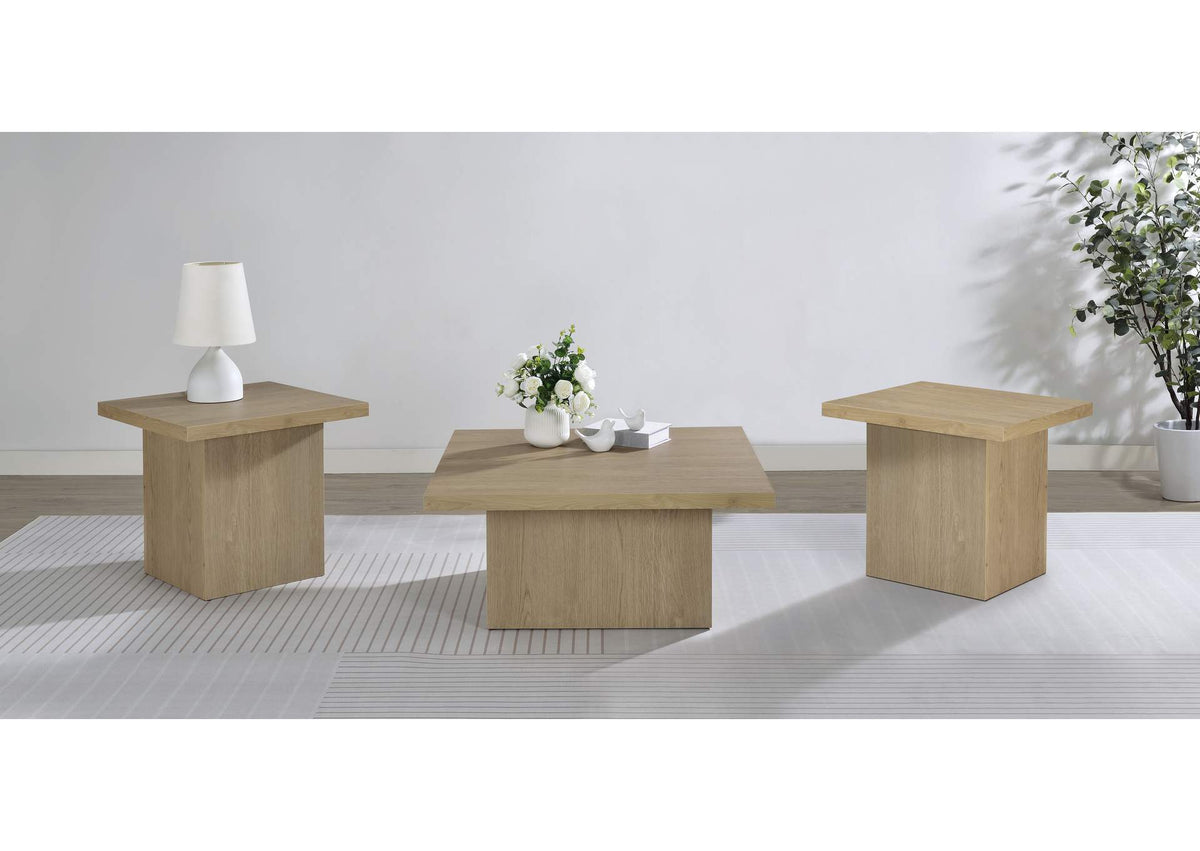 710918-S3 Devar 3-piece Square Cocktail Coffee End Table Set Latte