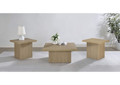 710918-S3 Devar 3-piece Square Cocktail Coffee End Table Set Latte