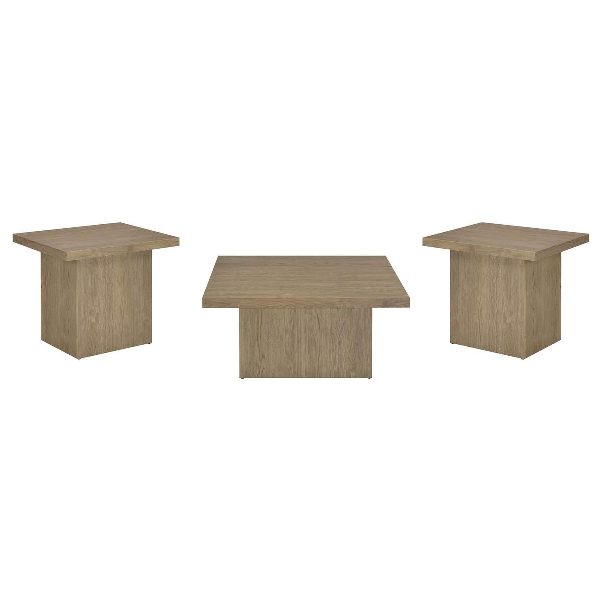 710918-S3 Devar 3-piece Square Cocktail Coffee End Table Set Latte