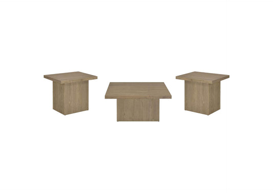 710918-S3 Devar 3-piece Square Cocktail Coffee End Table Set Latte