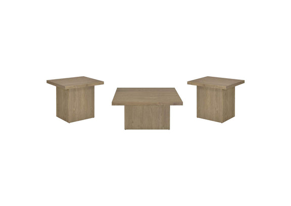 710918-S3 Devar 3-piece Square Cocktail Coffee End Table Set Latte