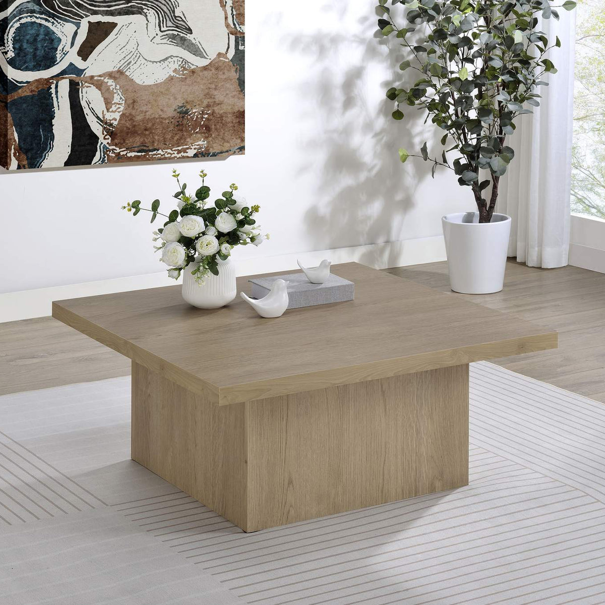 710918 Devar Square Engineered Wood Cocktail Coffee Table Latte