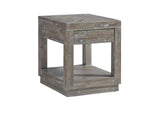 5QS322 Herringbone Solid Wood One Drawer End Table In Rustic Latte