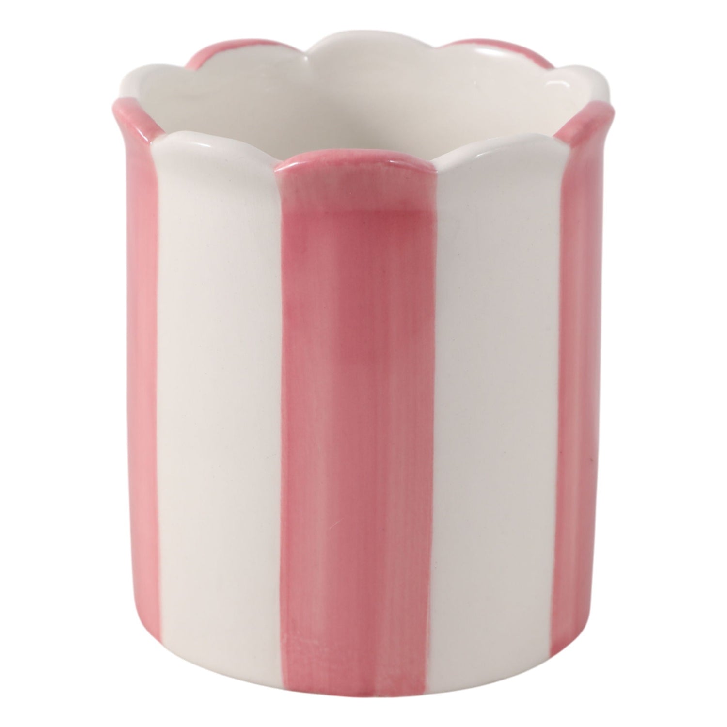 4" Striped Pencil Cup - Pink / Ivory