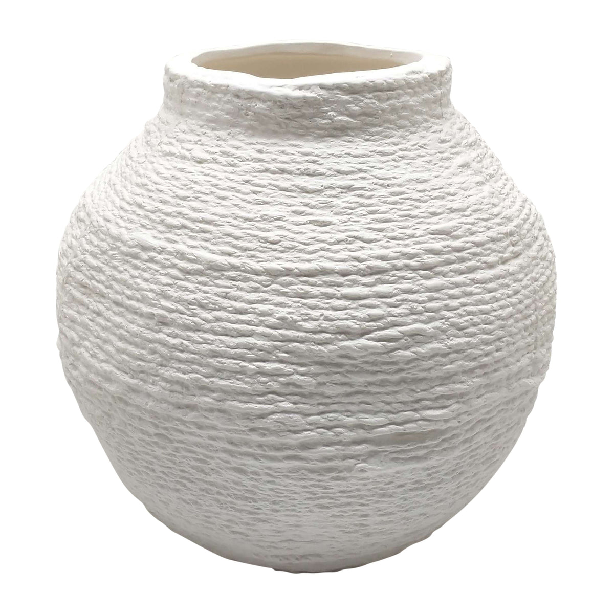 7" Woven Textured Vase - White