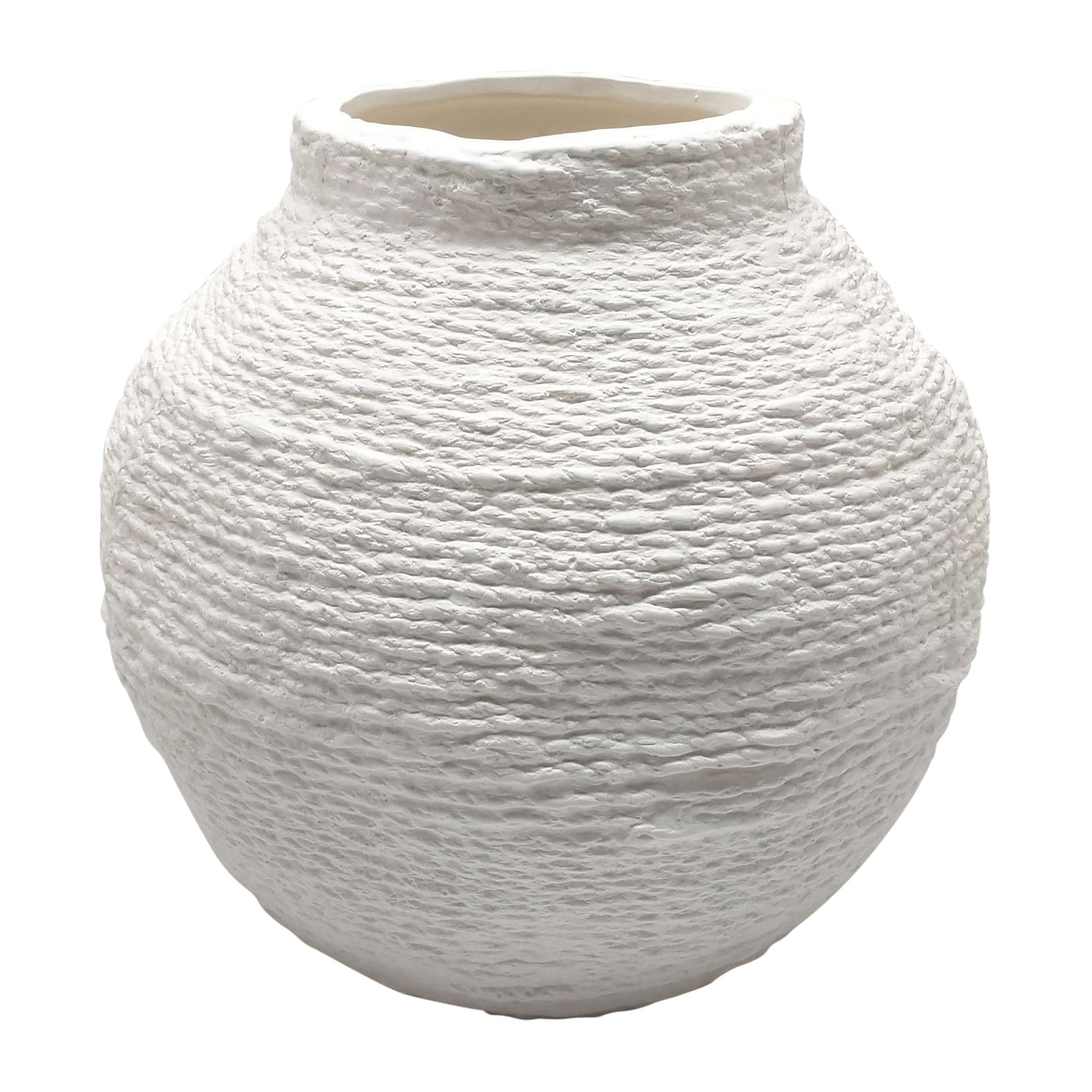 7" Woven Textured Vase - White
