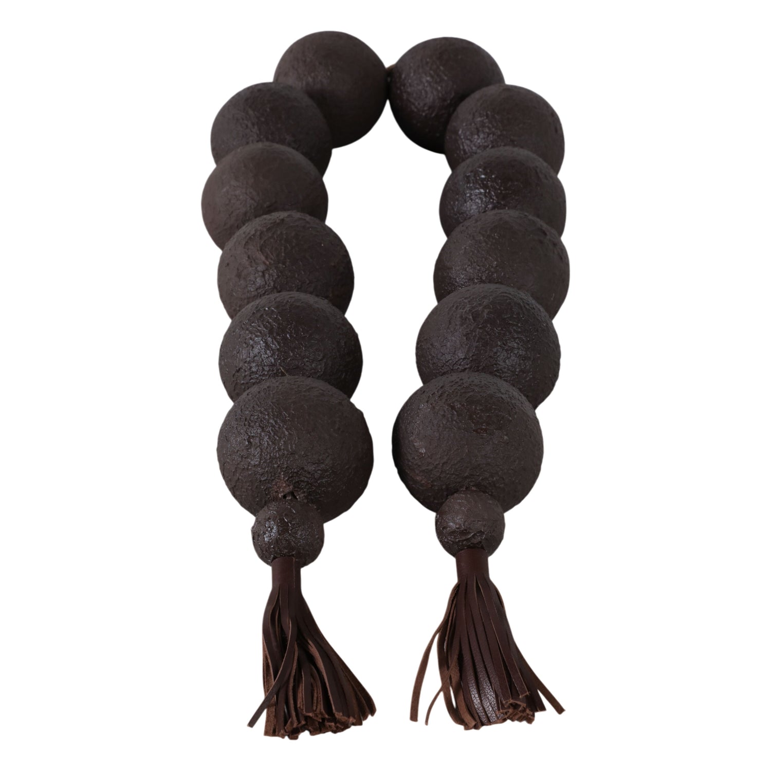 Cardiff Eco-Mix Garland With Leather Tassels - Dark Brown