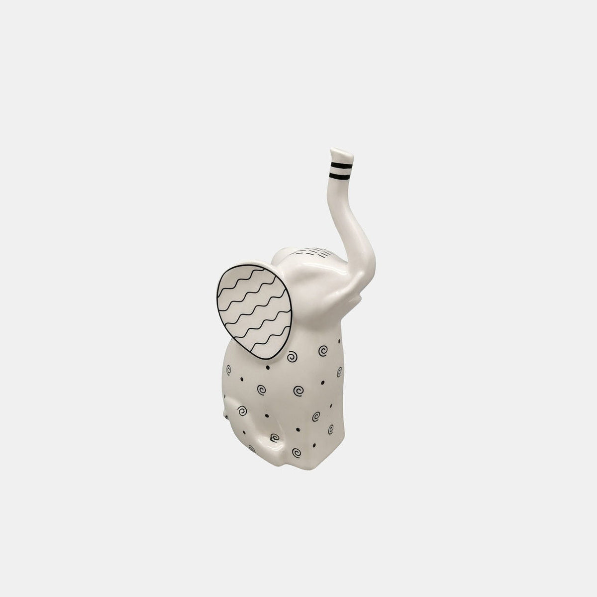 9" Squiggly Ear Elephant - White / Black