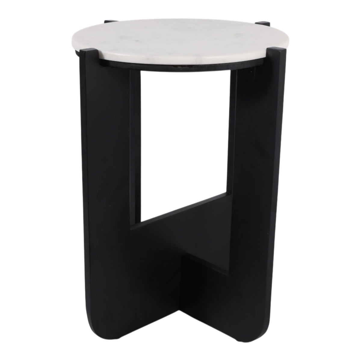 19" x 16" Criss-Cross Marble Top Accent Table - White / Black