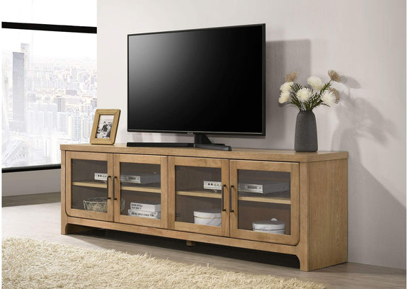 720130 Brenham 79-inch 4-door TV Stand Media Console Washed Oak