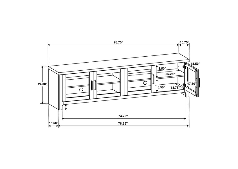 720130 Brenham 79-inch 4-door TV Stand Media Console Washed Oak