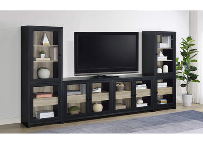 720223-SET Denison 3-piece Entertainment Center 79-inch TV Stand Black