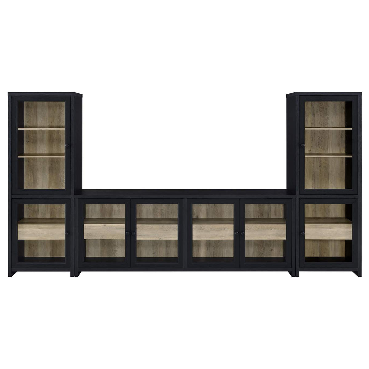 720223-SET Denison 3-piece Entertainment Center 79-inch TV Stand Black