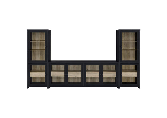 720223-SET Denison 3-piece Entertainment Center 79-inch TV Stand Black