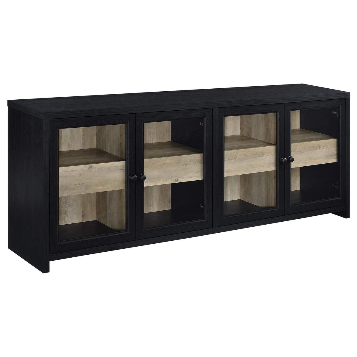 720223-SET Denison 3-piece Entertainment Center 79-inch TV Stand Black