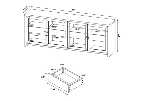 720223-SET Denison 3-piece Entertainment Center 79-inch TV Stand Black