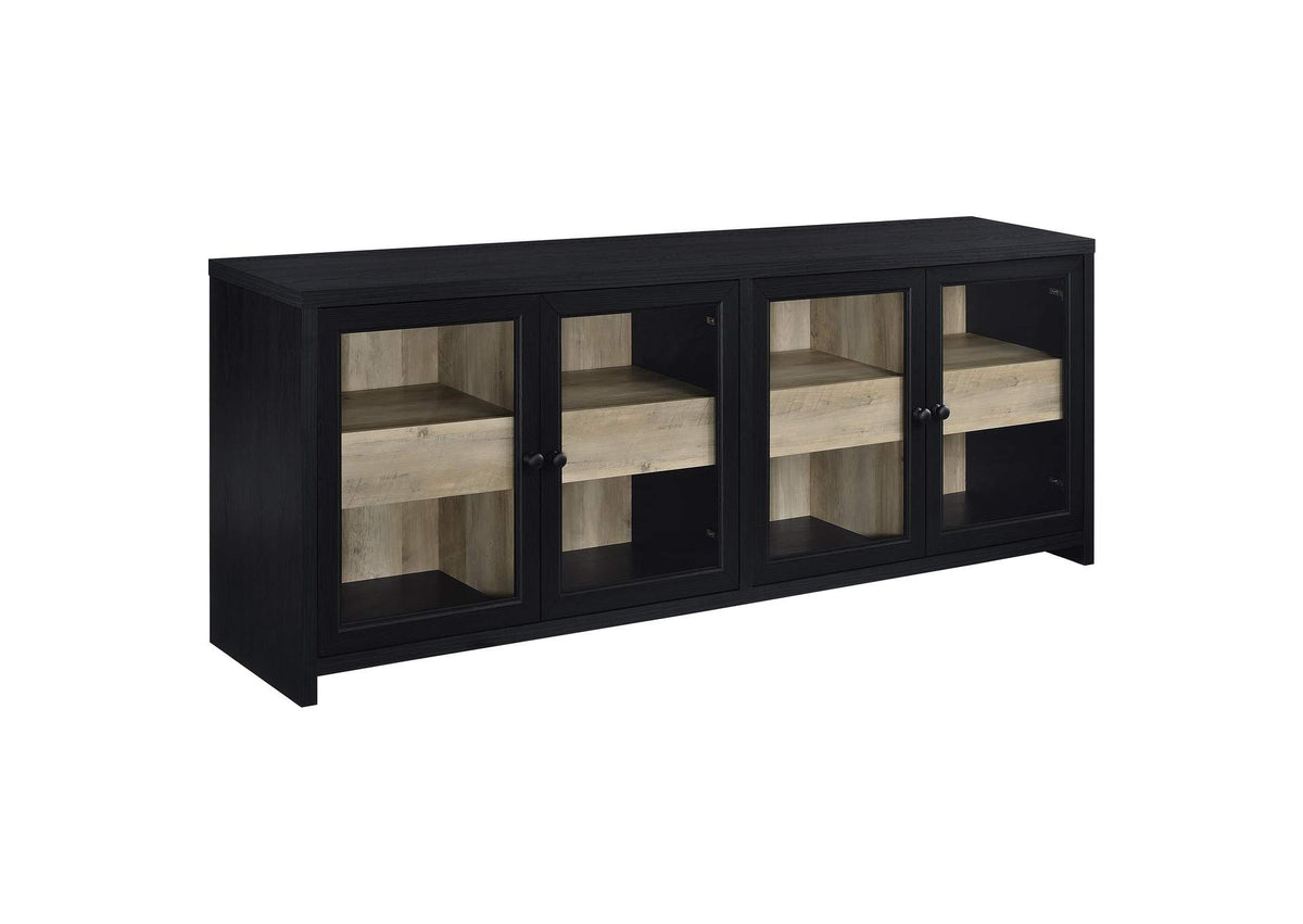 720223 Denison 79-inch 4-door TV Stand Media Console Black