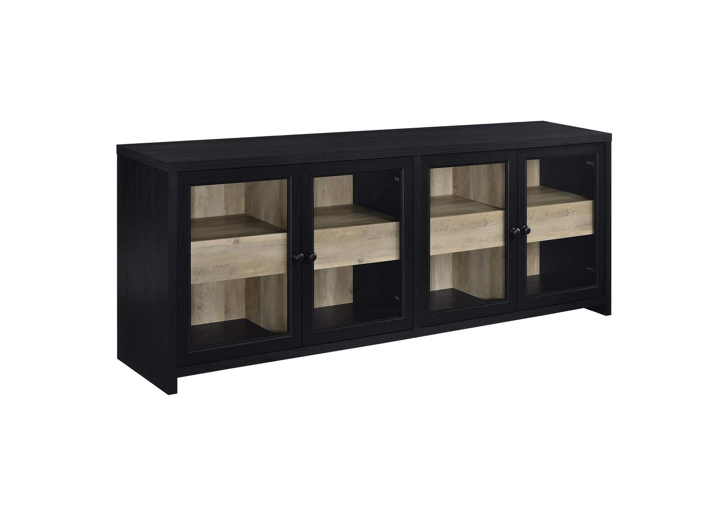 720223 Denison 79-inch 4-door TV Stand Media Console Black