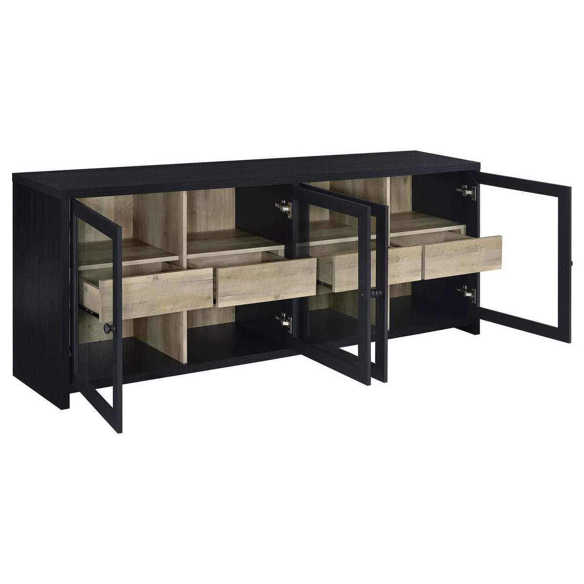 720223 Denison 79-inch 4-door TV Stand Media Console Black
