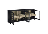 720223 Denison 79-inch 4-door TV Stand Media Console Black