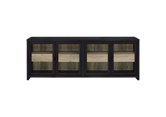 720223 Denison 79-inch 4-door TV Stand Media Console Black