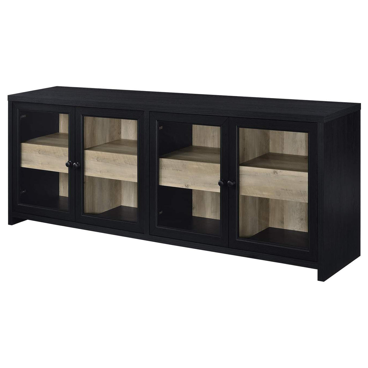 720223 Denison 79-inch 4-door TV Stand Media Console Black