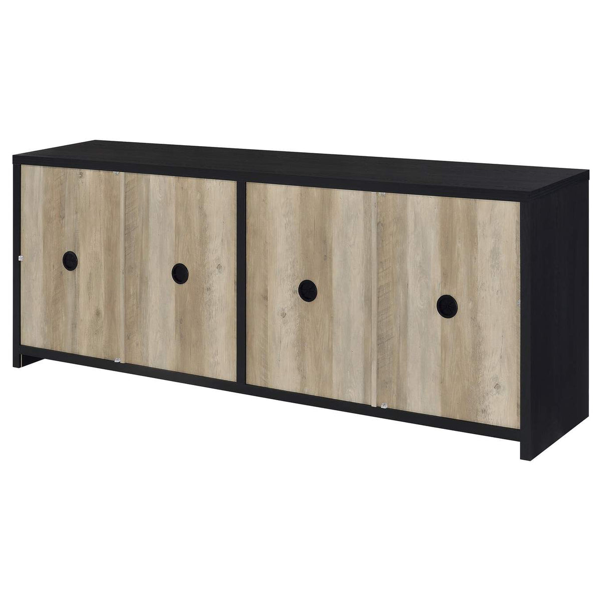 720223 Denison 79-inch 4-door TV Stand Media Console Black