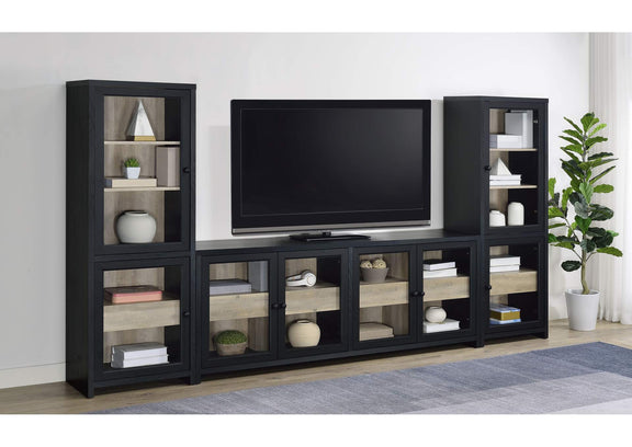 720223 Denison 79-inch 4-door TV Stand Media Console Black