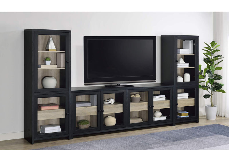 720223 Denison 79-inch 4-door TV Stand Media Console Black