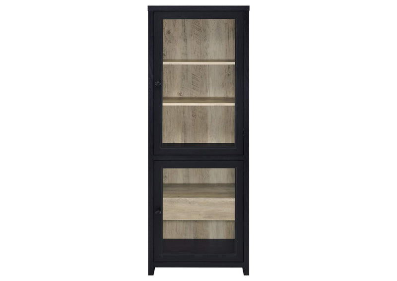 720224 Denison 67-inch 2-door Media Tower Storage Cabinet Black