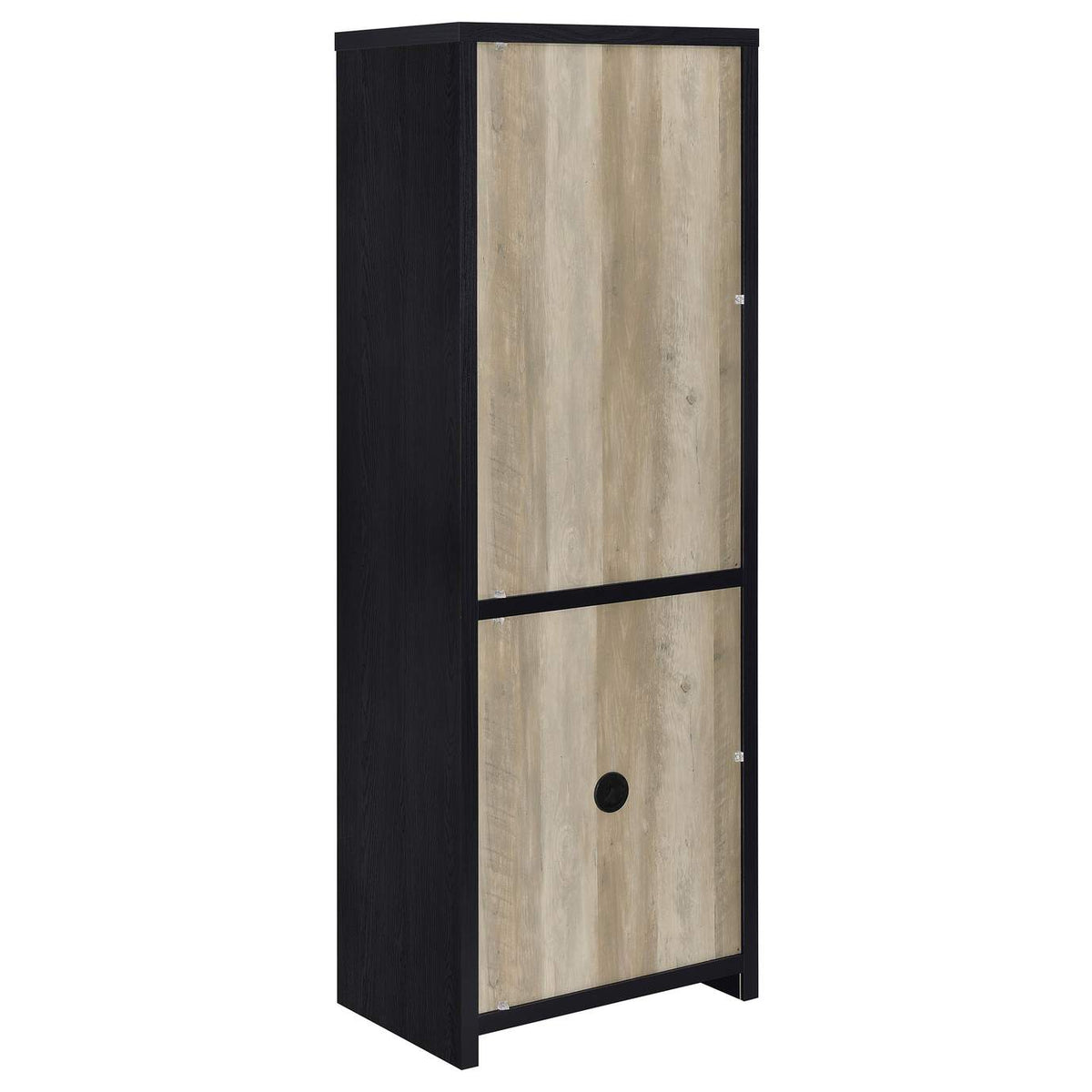 720224 Denison 67-inch 2-door Media Tower Storage Cabinet Black