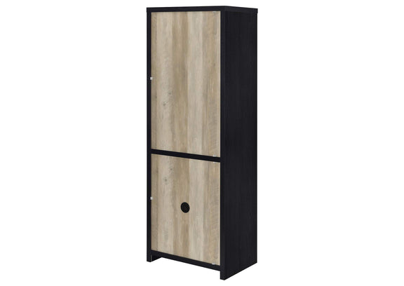 720224 Denison 67-inch 2-door Media Tower Storage Cabinet Black