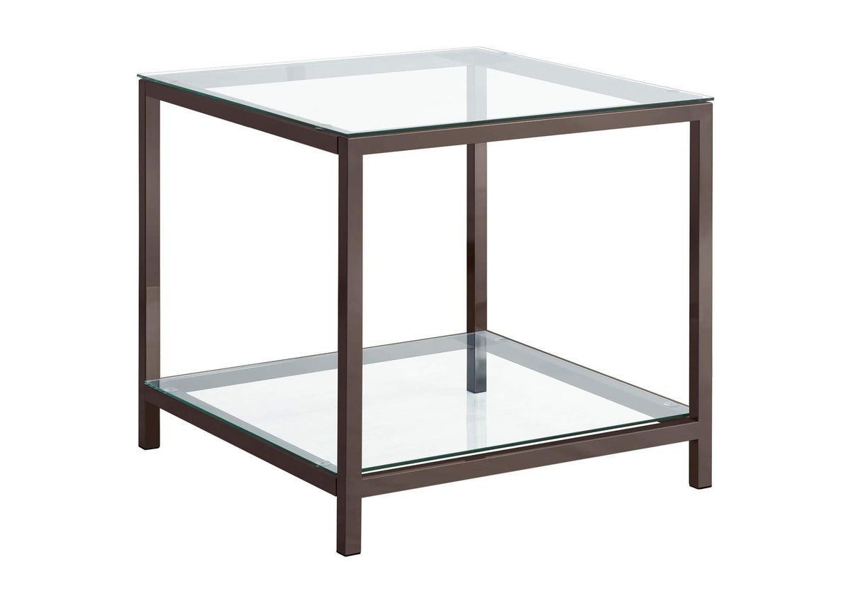 Trini 1-shelf Glass Top Side End Table Black Nickel