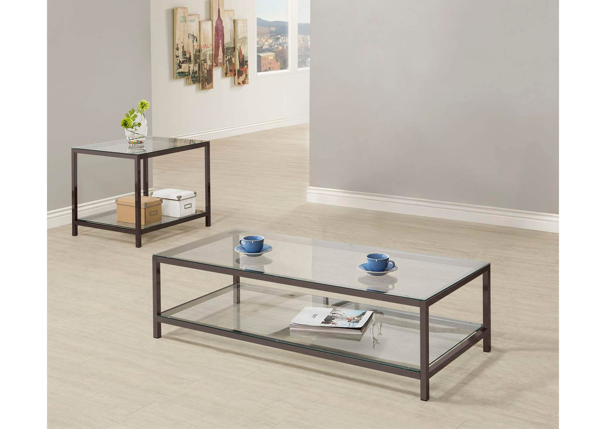 720228-S2 Trini 2-piece Coffee and End Table Set Black Nickel