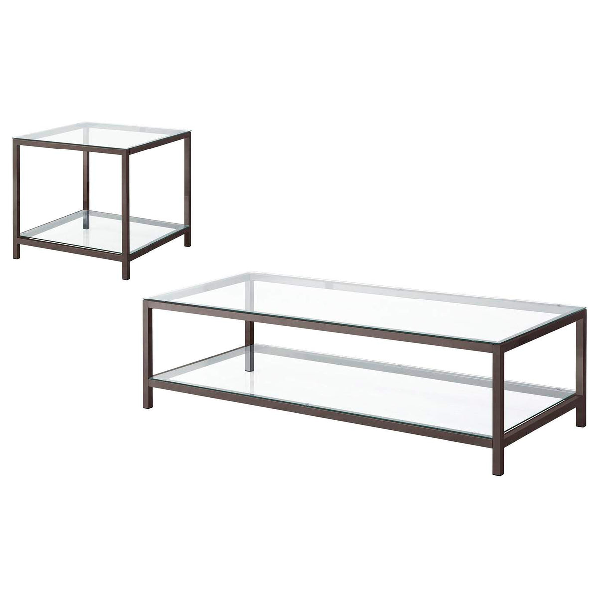 720228-S2 Trini 2-piece Coffee and End Table Set Black Nickel